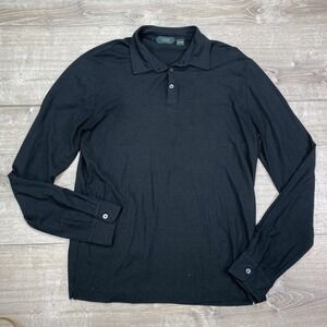 Zanone Polo Shirt Mens Large EU 52 Black Icecotton Long Sleeve Made Italy Luxury